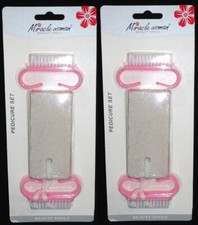 Miracle Woman Pedicure 2 Pumice Stone Callus Remover 4 Nail Brushes Total 2 Pack
