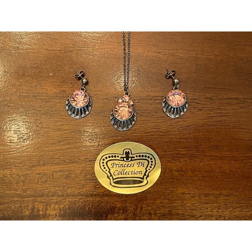Princess Diana Collection Modeschmuck Halskette Ohrringe Rosa Kunstdiamant - Bild 7 von 9