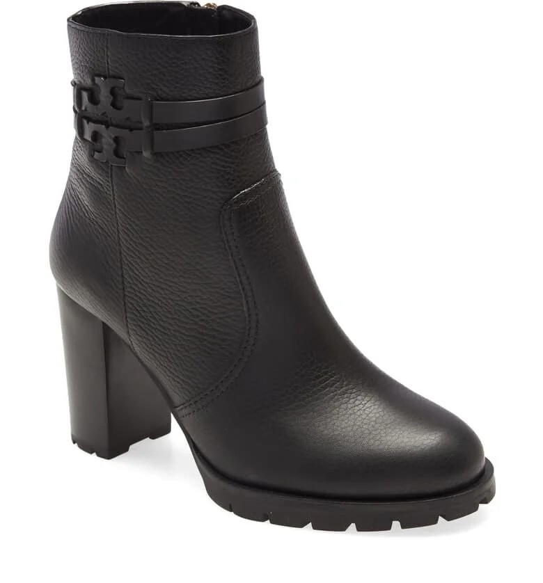 SAOLA Stivali Tory Burch Leigh neri in pelle suola con logo River Rock TG 7 5 BELLI