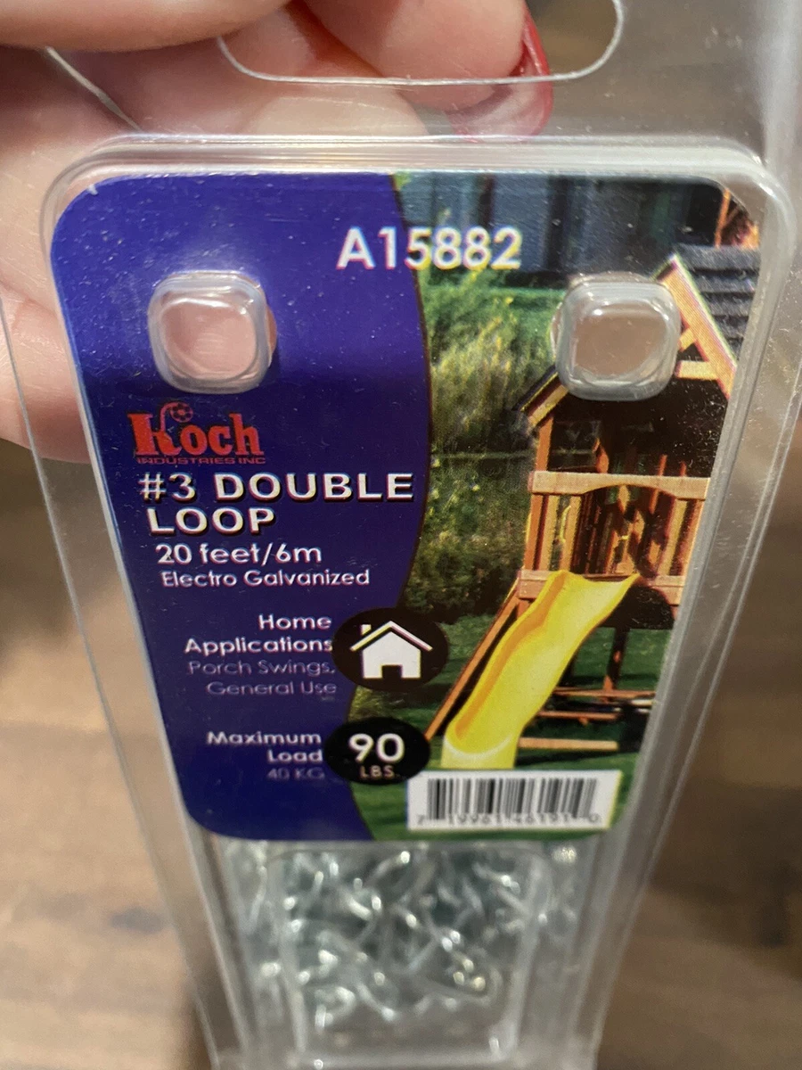 Koch A15882 #3 by 20 Feet Double Loop Chain Zinc Plated MAX 90 LBS 