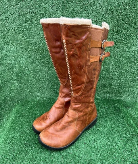 KEEN Bern Baby Bern Womens Size 6 Boots Knee High Cognac Leather