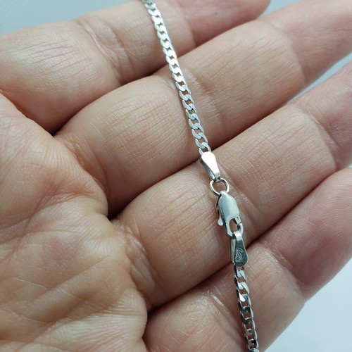 10K White Gold Solid Cuban Link Chain Curb High Quality Necklace 2mm 16"~30" - Picture 7 of 14