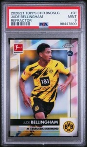JUDE BELLINGHAM 2020 Topps Chrome Bundesliga Rookie REFRACTOR #31 PSA 9 Mint *bu