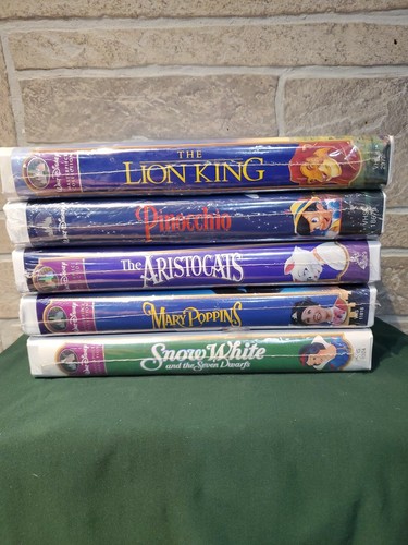 5 Sealed Children's VHS Walt Disney Mary Poppins Snow White Lion King Aristocats - Imagen 2 de 4