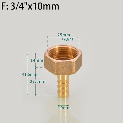 Brass Pipe Fitting BSP Male/Female Thread Barb Hose Tail End Connector 6mm~50mm - Picture 21 of 49