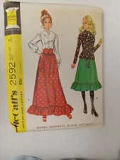McCall's Pattern 2592 Boho Style Blouse and Skirt Size 8 Uncut