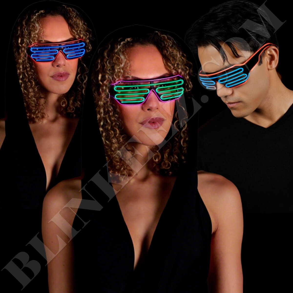 EL Wire Neon Rave Glasses Flashing LED EL Sunglasses Eyewear Nightclub  Party FUN