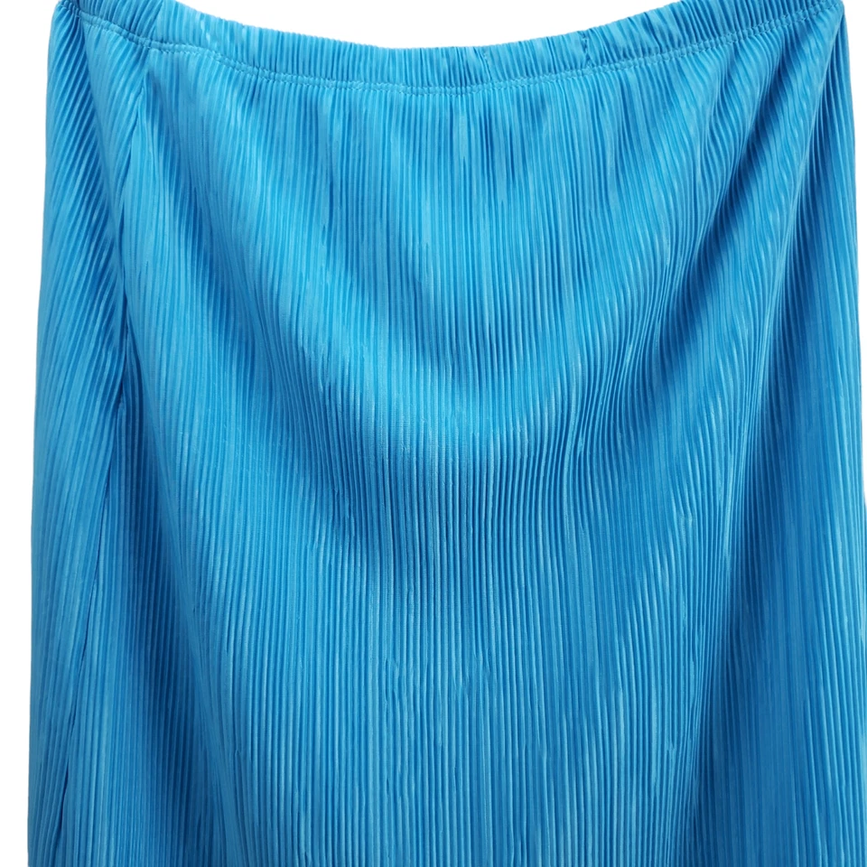 Falda para mujer Slinky Brand grande azul acanalada maxi elástica forrada 36" de largo Foto 4 de 4