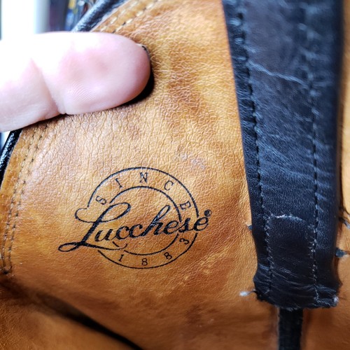 Stivali western uomo Lucchese in pelle di vitello nero M1020 B4 fatti a mano taglia 9,5 D - Foto 14 di 18