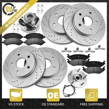 Front / Rear Drilled Brake Rotors Pads + Wheel Hub Bearing Kit for Ram 1500