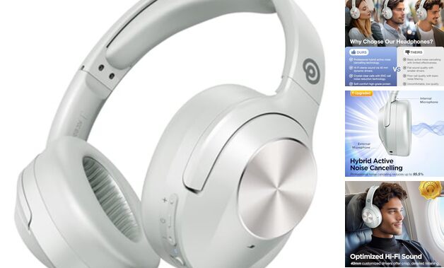 Upgrade Pro‑Level Hybrid Active Noise Cancelling Headphones with HD Sound,