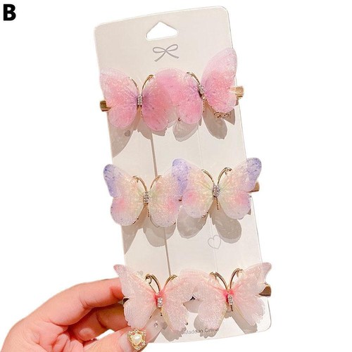 3 Pairs Colorful Chiffon Artificial Butterfly Hair Clip Hair ✨y For Girls T4W3 - Picture 25 of 30