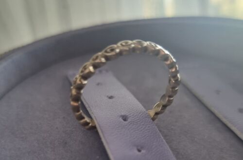 Authentic PANDORA 14kt SOLID GOLD RING SIZE 60 CIRCLE & DOT ☆RARE☆ - Picture 1 of 4