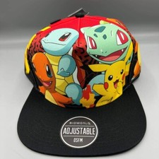 Pokemon Hat Men Black Pikachu Bulbasaur Squirtle Charmander Snap Back Cap New