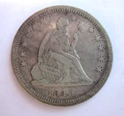 1843-O SEATED LIBERTY QUARTER 25C NEW ORLEANS MINT NICE FULL LIBERTY KEY DATE