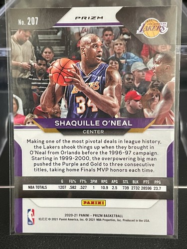 2020-21 Panini Prizm #207 HOF Shaquille O’Neal Lakers Red White Blue & Base Card - Picture 4 of 7