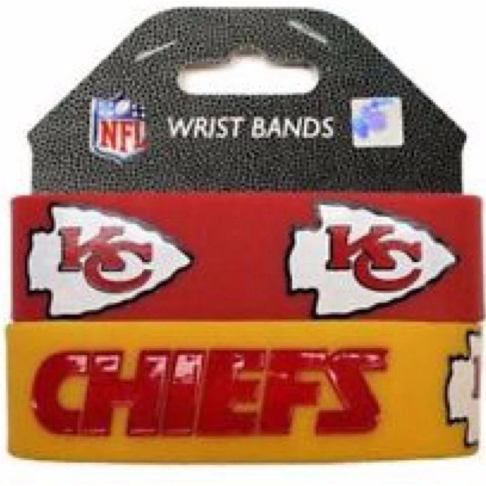 NFL Kansas City Chiefs Goma Silicona Pulsera Paquete de 2 Foto 2 de 3