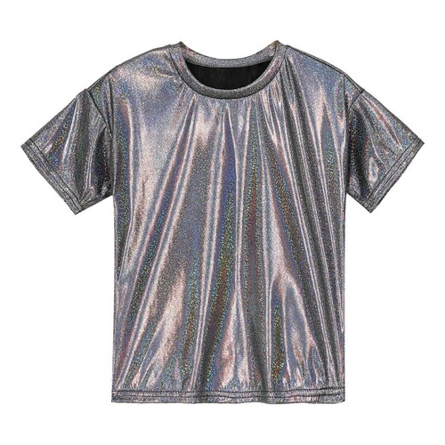 Kids Boys Girls T-shirt Sparkly Jazz Dance Tops Athletic Shiny Sequin Blouse AU - Picture 6 of 58