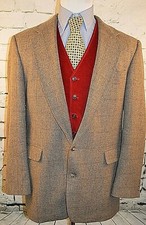 Haggar Imperial Men's Brown 2 Button 100 Wool Sport Coat Blazer Size 44 Long