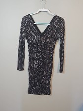 Guess Long Sleeve Ruched Black Sparkle Dress Size 4