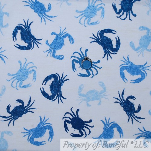 BonEful FABRIC FQ Cotton Quilt Blue Bird Tree Branch Flower Toile Holiday Xmas S - Picture 13 of 14