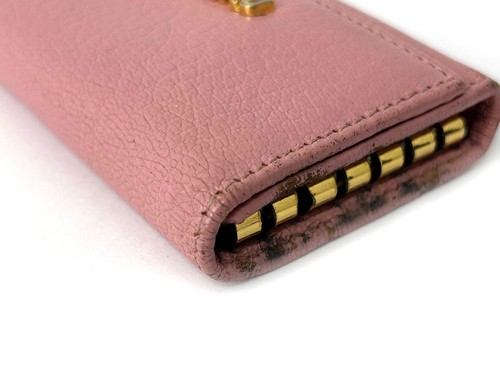 MIU MIU Light Pink Leather Key Case Key Chain Accessory Used with Box - Picture 11 of 23