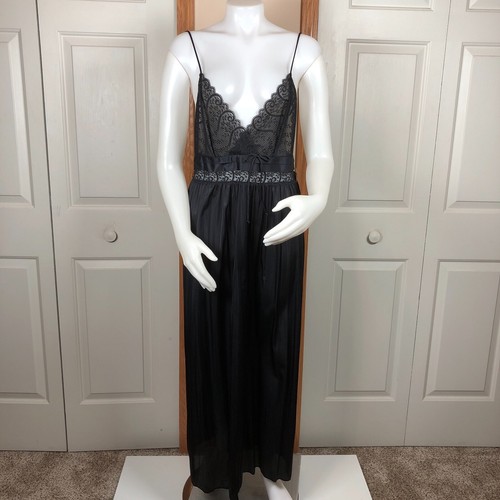 Set Peignoir Vintage Gilead Nero Nylon Pizzo Boudoir Higbee Company Large Nuovo con etichette - Foto 9 di 16