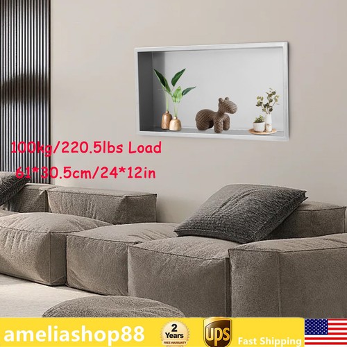 12"x24" Duschnische Badezimmer Edelstahl Duschregal Aufbewahrung Silber Grau