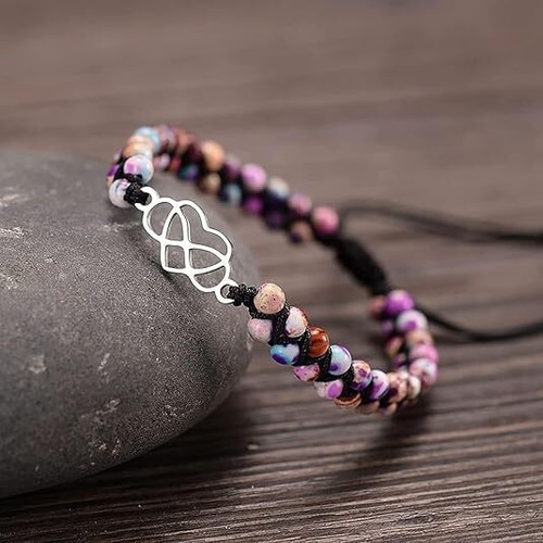 For Granddaughter - For You Are Always In Mine Beads Bracelet, Double Black - Picture 2 of 6