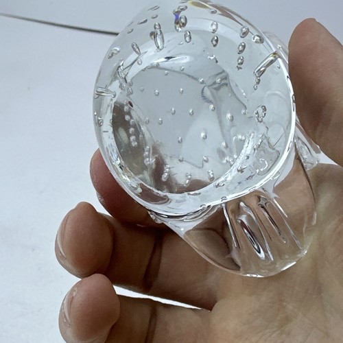 Clear Bubble Glass Swan Bird Paperweight Trinket Figurine Vintage 4” - Picture 8 of 12
