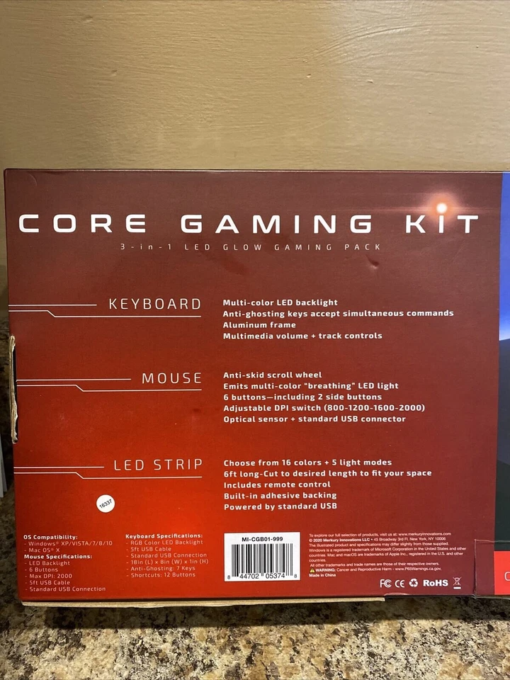EVO CORE GAMING KIT 3 IN 1 LED GLOW PACK NEW IN BOX KEYBOARD MOUSE STRIP LIGHT - Image 3 of 4