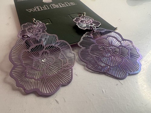 Pendientes Wild Fable Flor Púrpura Lavanda - NUEVO - Imagen 2 de 2