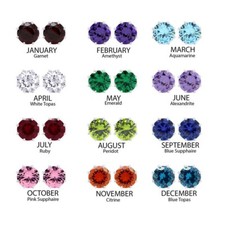 2ct Simulated Birthstone Solitaire Stud Earrings 14K Yellow Gold Plated Sterling