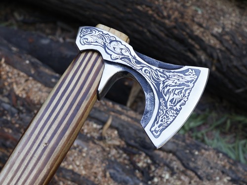 Handmade Viking Axe with Ash Wood Handle Tomahawk Axe With L/Sheath -BL- 4571 - Picture 12 of 19
