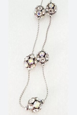 Lia Sophia Crystal Ball Silver Tone Aurora Borealis Crystals Clusters Necklace