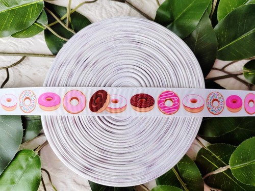 22mm 7/8" 1 Yard Doughnut Grosgrain Birthday Ribbon Gift Warp Crafts Hair Bow - Picture 1 of 2