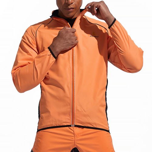 WOSAWE High Vis Mens Cycling Jersey Long Sleeve Jacket Bike Softshell Wind Coat - Picture 11 of 25