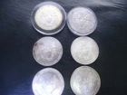 Six American Silver Eagle Dollar Coin Uncirculated Some tarnish And Stain 186.6g