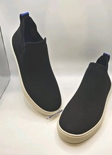 Rothys Shoes Womens Size 7.5 Black The Chelsea Knit High Top Slip On Sneakers