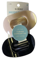 Gimme Beauty Oval Claw Clip Duo - Hair Clips with Glossy Finish - Black  Beige