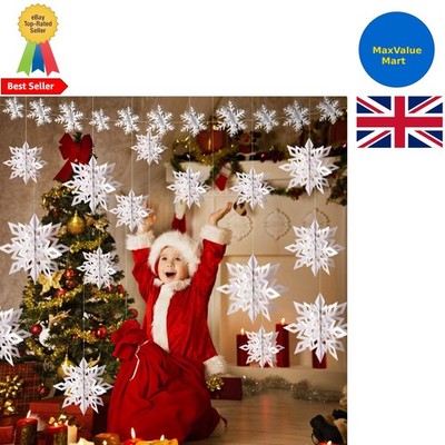 12 Stück 3D weiße Schneeflocke hängende Dekorationen für festliche Weihnachtsdisplays