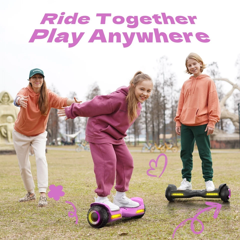Scooter autoequilibrado Gyroo 6,5"" para niños con Bluetooth-rosa Foto 3 de 4