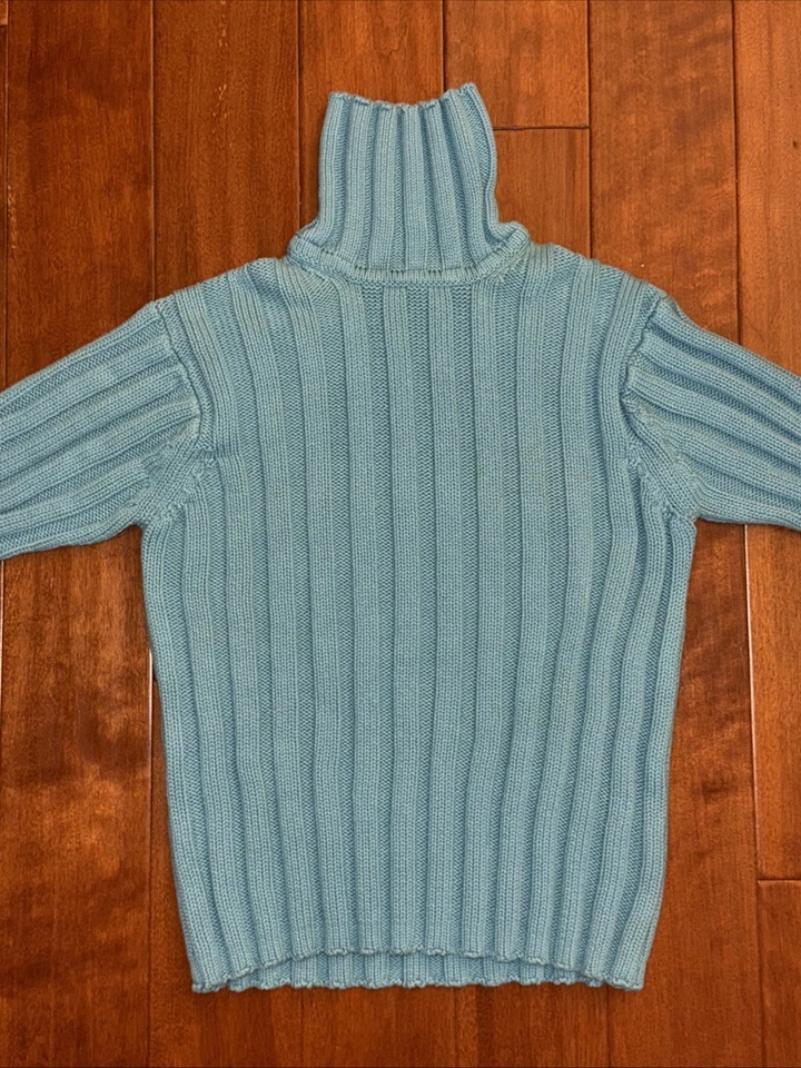 Suéter Vintage Gap Mujer Grande Azul Tejido con Cable Cuello Alto Preppy Algodón Y2K Años 90 Foto 2 de 4