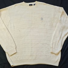Vintage IZOD 100 Cotton Sweater Men's L Cream Made in Australia Textured