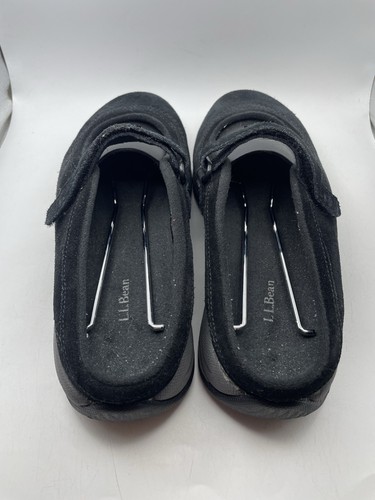 LL Bean Shoes Womens 8 WIDE Casual Comfort Mary Jane Mules Black Suede Leather - Picture 7 of 9