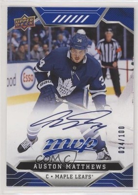 2019-20 MVP Puzzle Back Blue Script Achievements 24/100 Auston Matthews #217 5vt