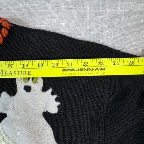 Vintage Victoria Jones Damen L Halloween schwarz Pullover Geister Applikationen Zuckermais - Bild 7 von 14