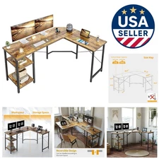 Spacious L-Shaped Home Office Desk: 59.1 Inches with Elegant Storage Solutions