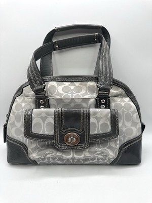 バッグ Coach Hampton Signature Canvas Satchel Coach Hampton Signature Canvas Satchel