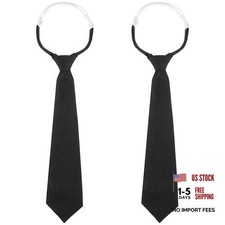 JIEYAO Black Ties for Women, 13" Pre-Tied Girls/Boys Neckties, Adjustable 2 Pcs